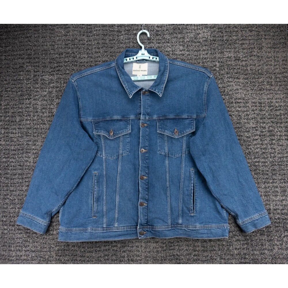 Mutual Weave Jean Jacket Mens 3XL Blue Stretch Denim Trucker Casual Outdoor